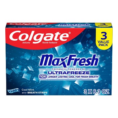 Pasta dental Colgate Max Fresh Menta refrescante, 170 ml (paquete de 3) - Caja imperfecta