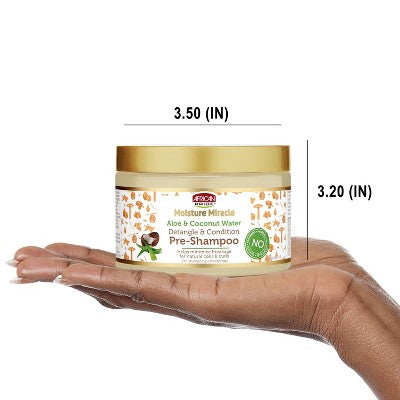 Prechampú desenredante y acondicionador con aloe y agua de coco Moisture Miracle de African Pride, 355 ml (12 onzas líquidas) - Nuevo