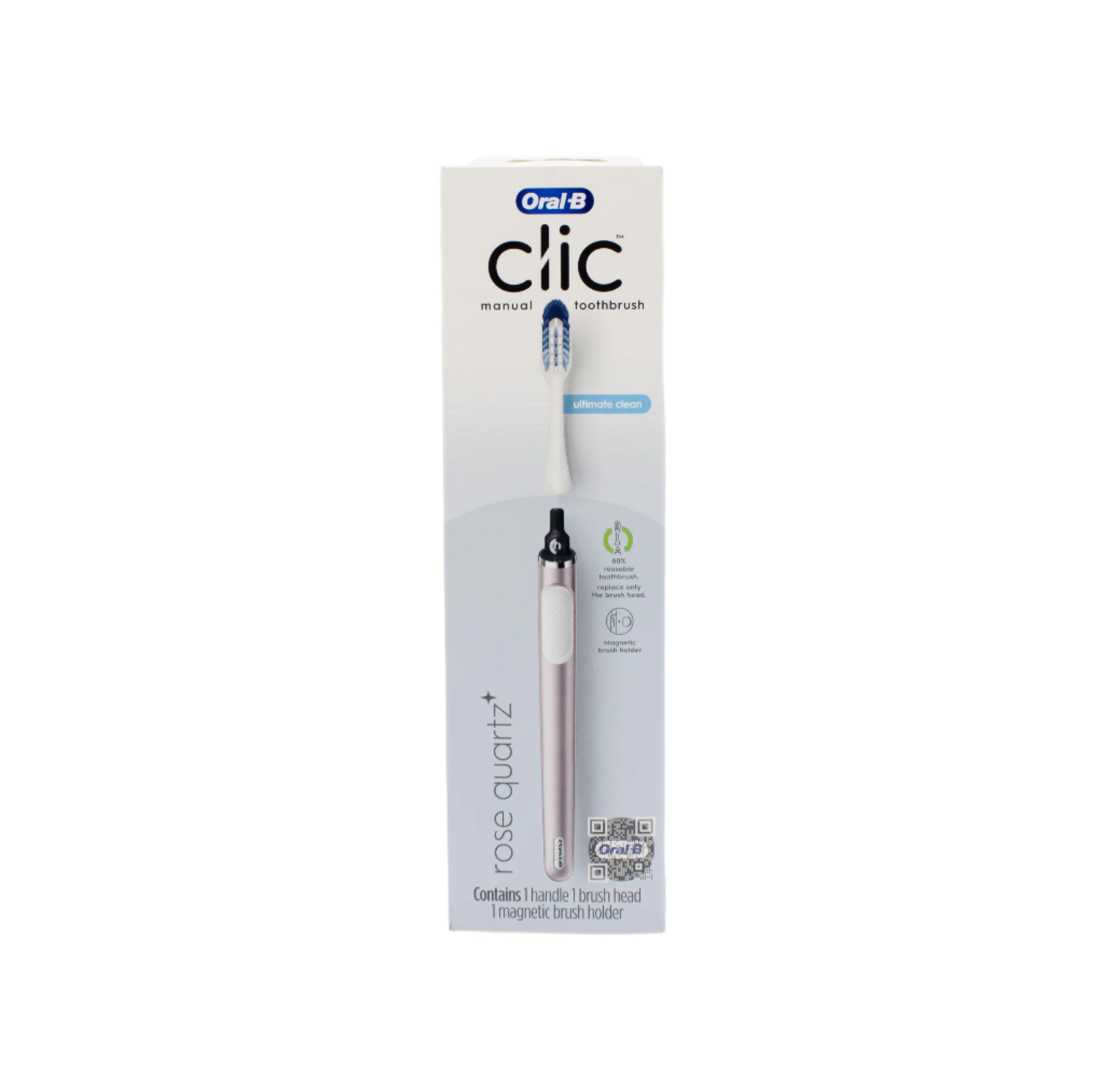Cepillo de dientes manual Oral-B Clic con cabezal reemplazable CUARZO ROSA - Nuevo