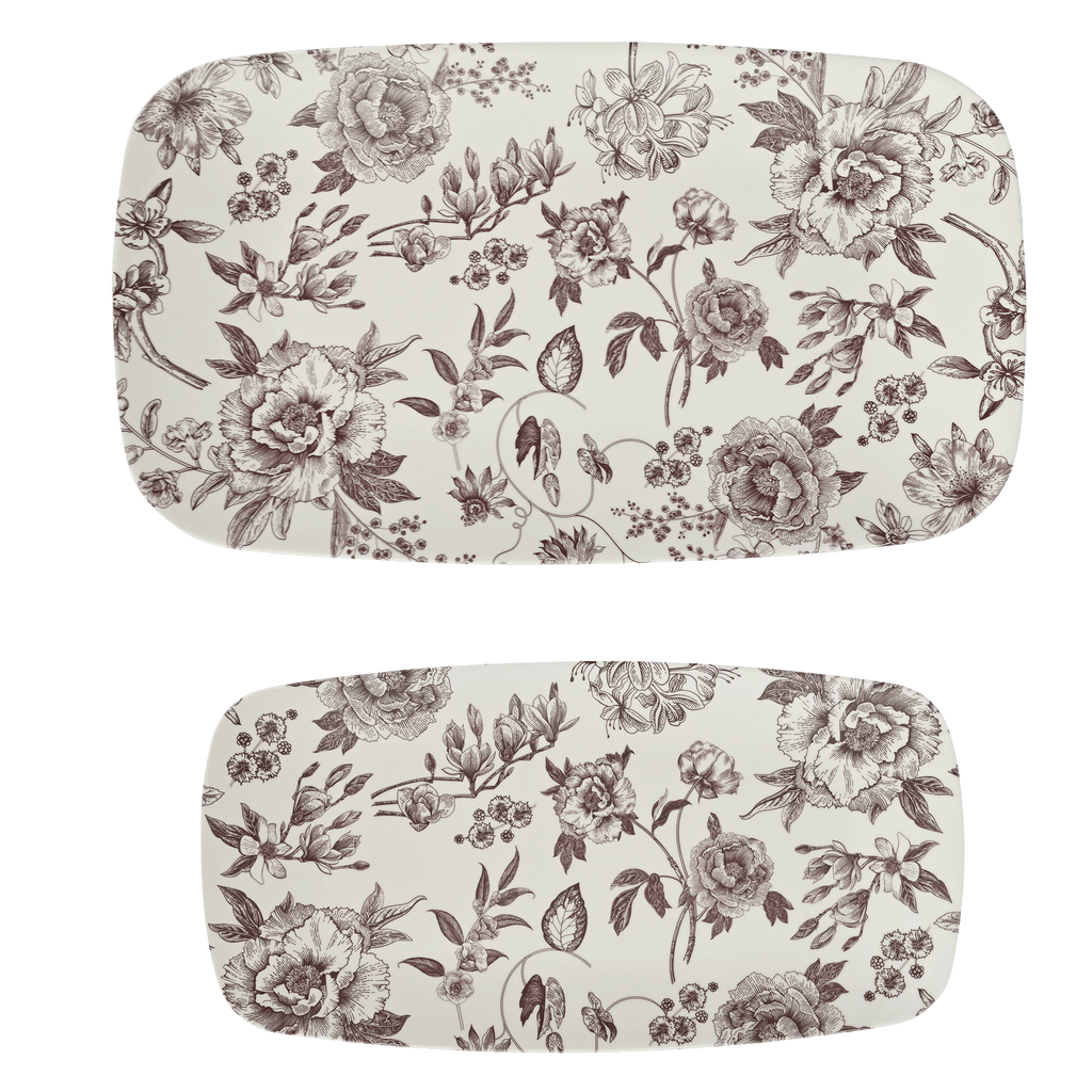 Brown Delft Stacking Melamine Tray - set of 2