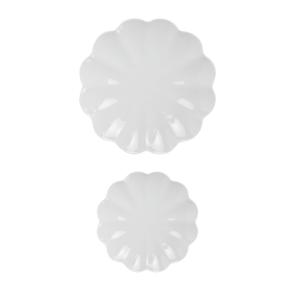 White Scalloped Serving Tray Set