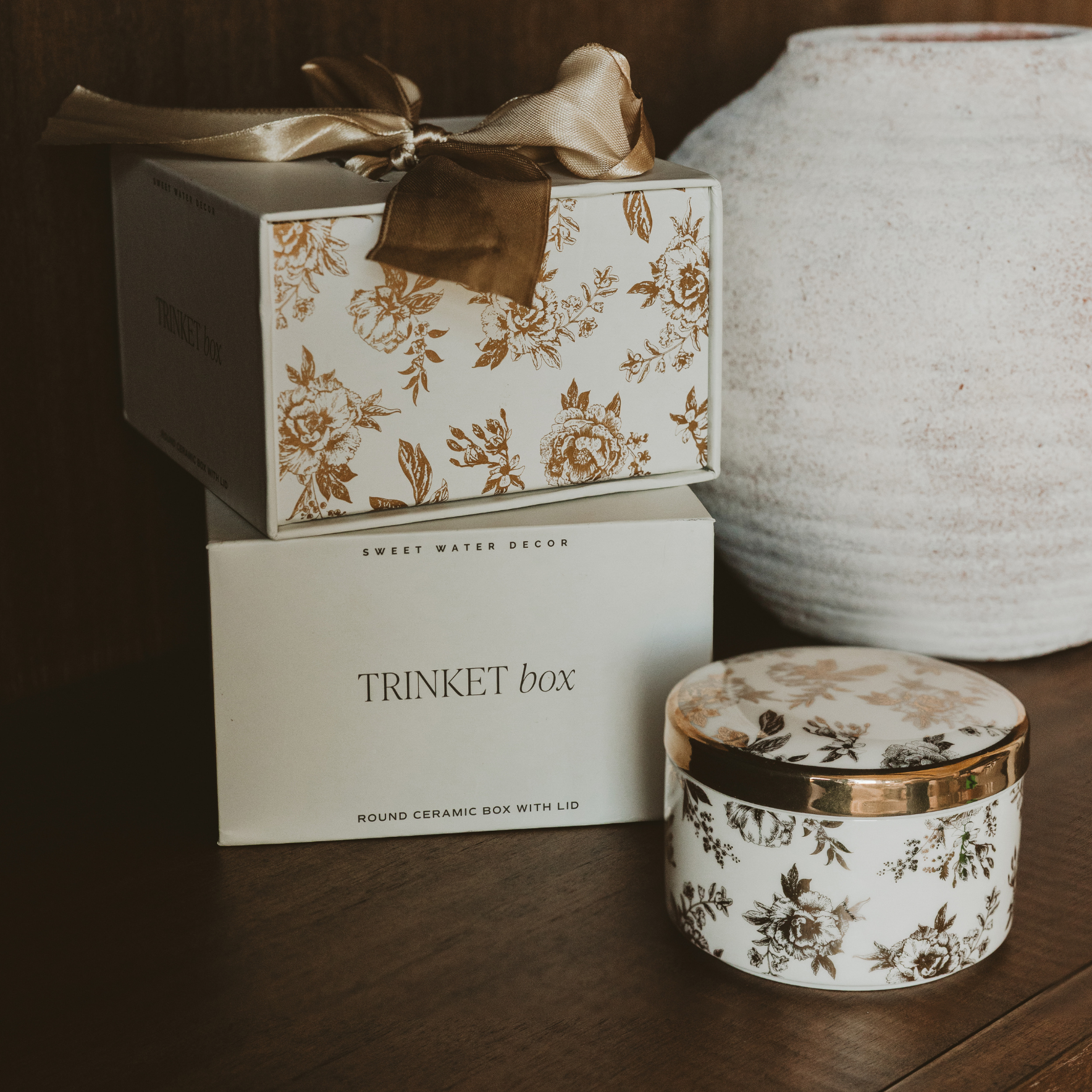 Gold Delft Trinket Dish with Lid