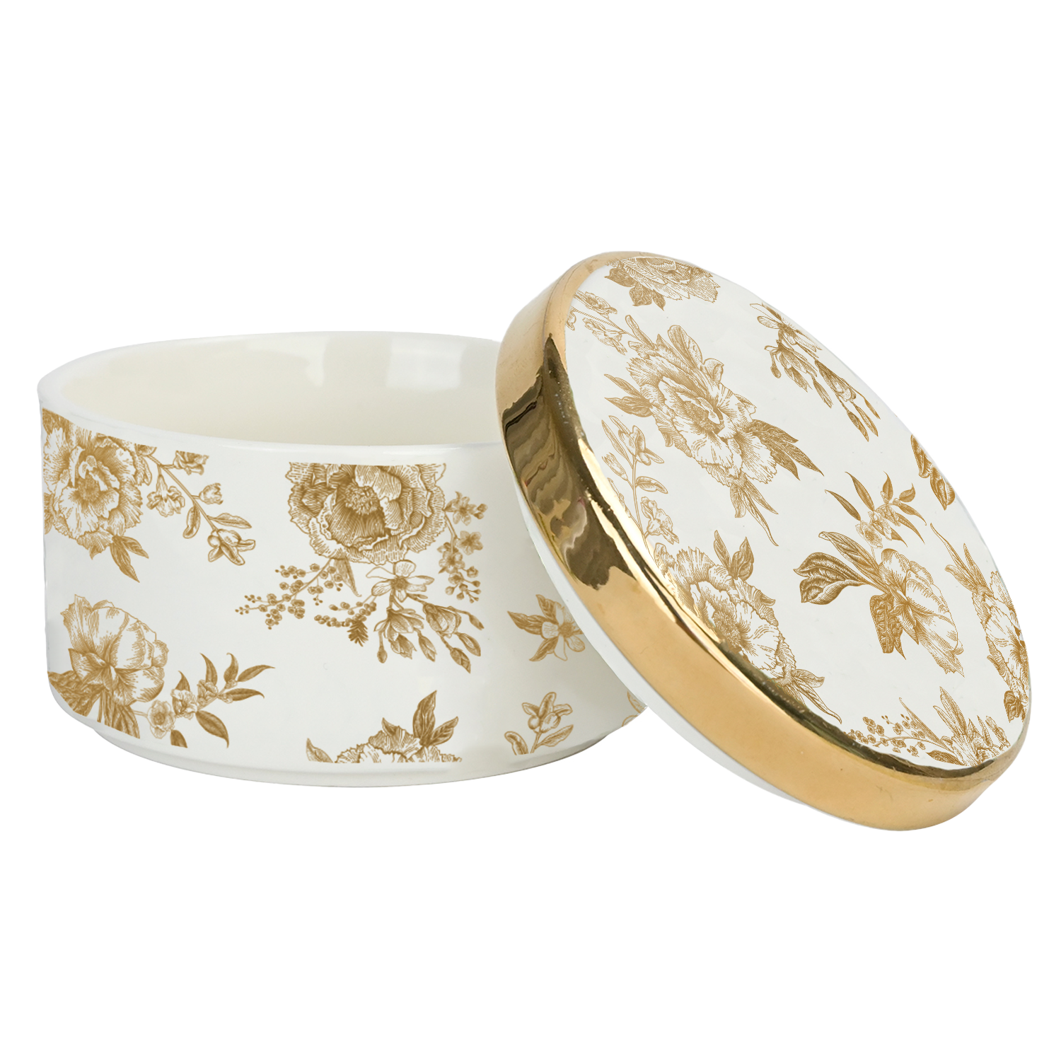 Gold Delft Trinket Dish with Lid