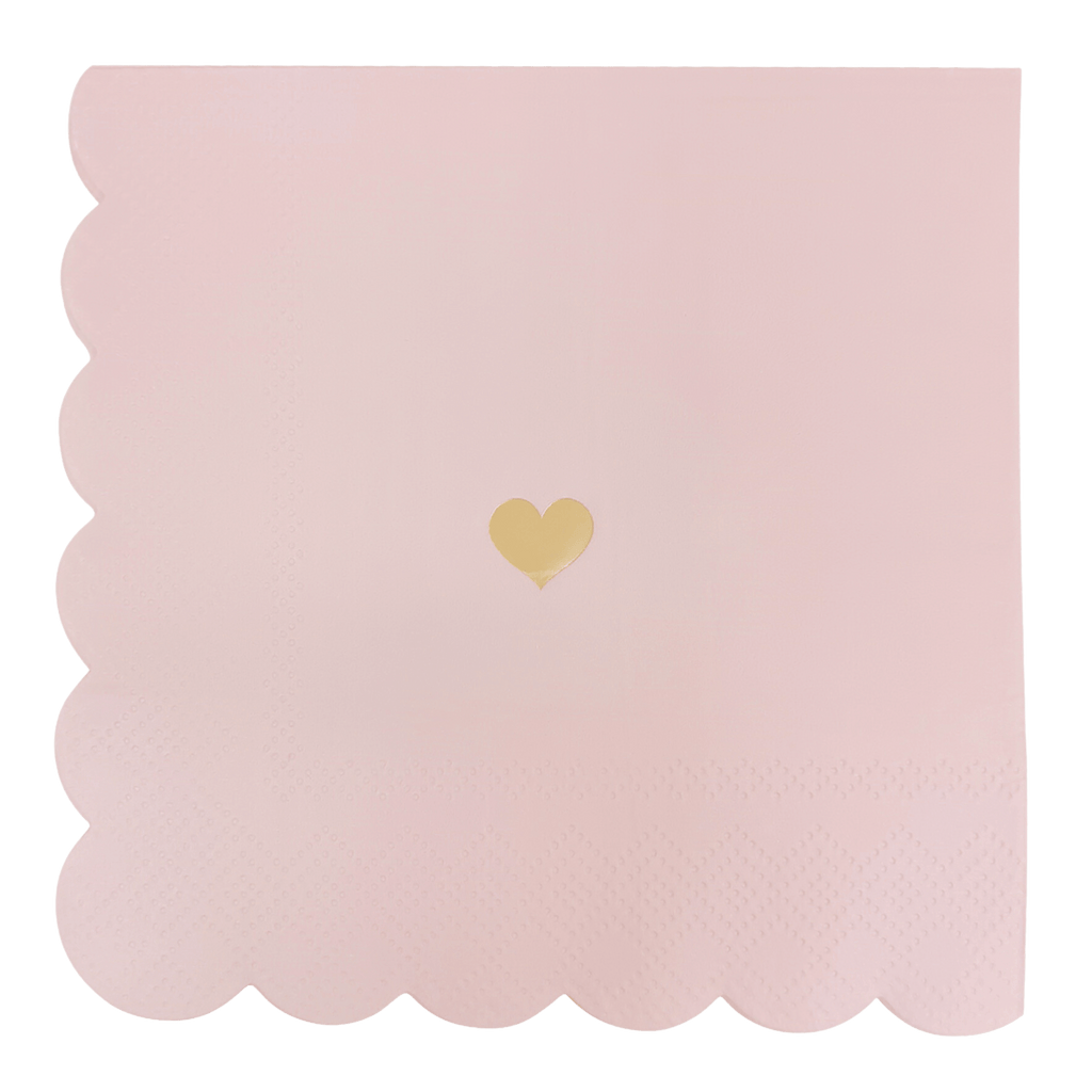 Pink with Gold Heart Cocktail Napkins