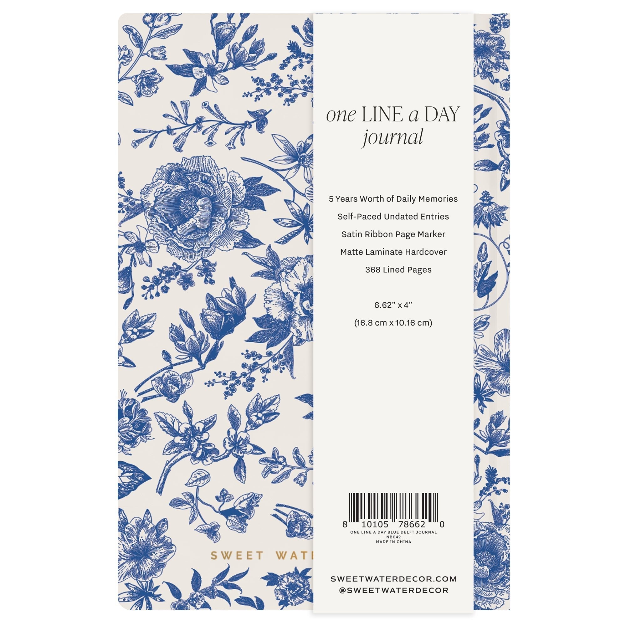 Diario de recuerdos de una línea al día en azul Delft