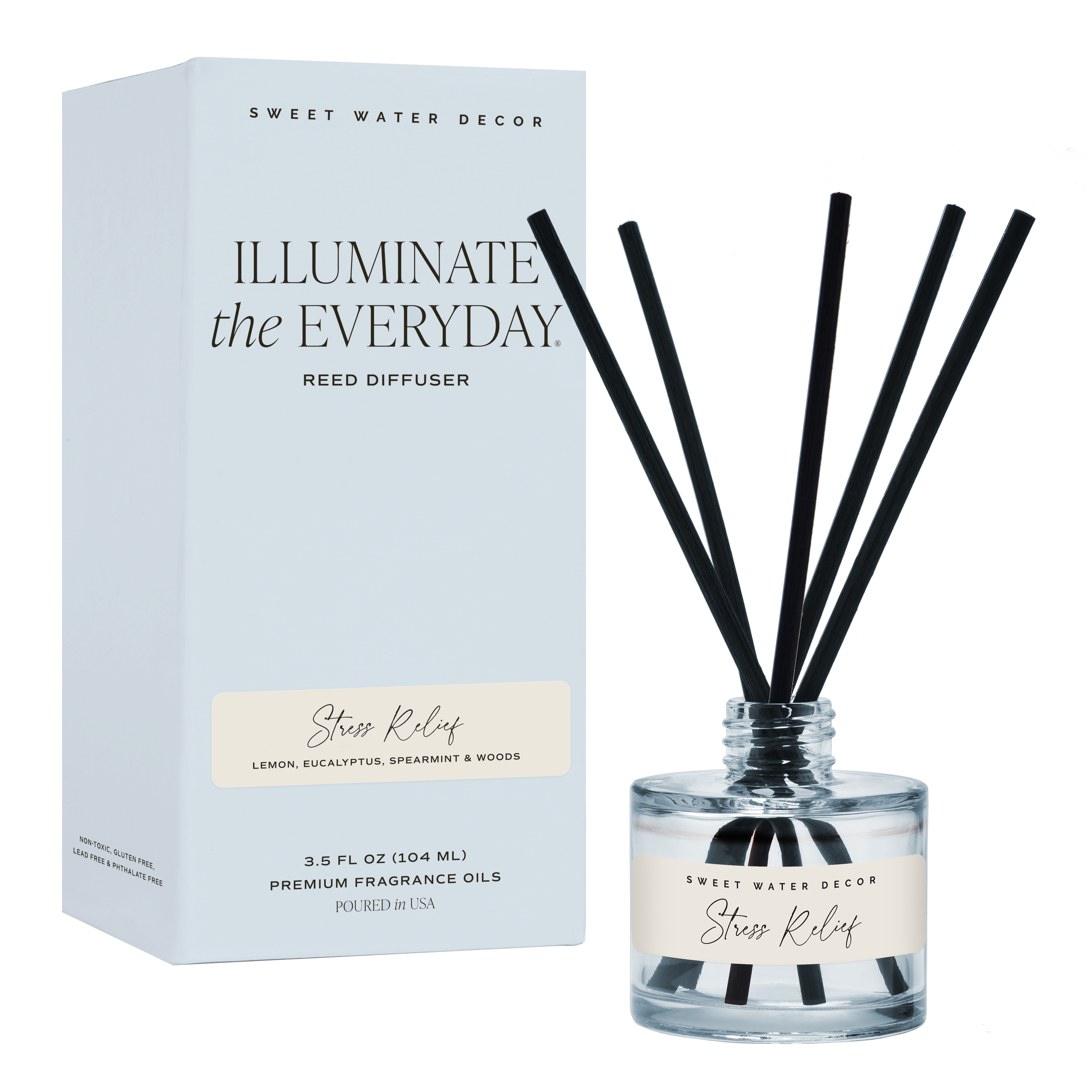 Stress Relief Blue Tinted Glass Jar Reed Diffuser