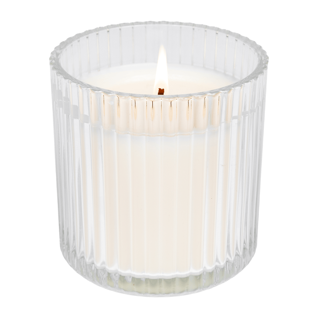 Christmas Fluted Soy Candle - Ribbed Glass Jar - 12 oz