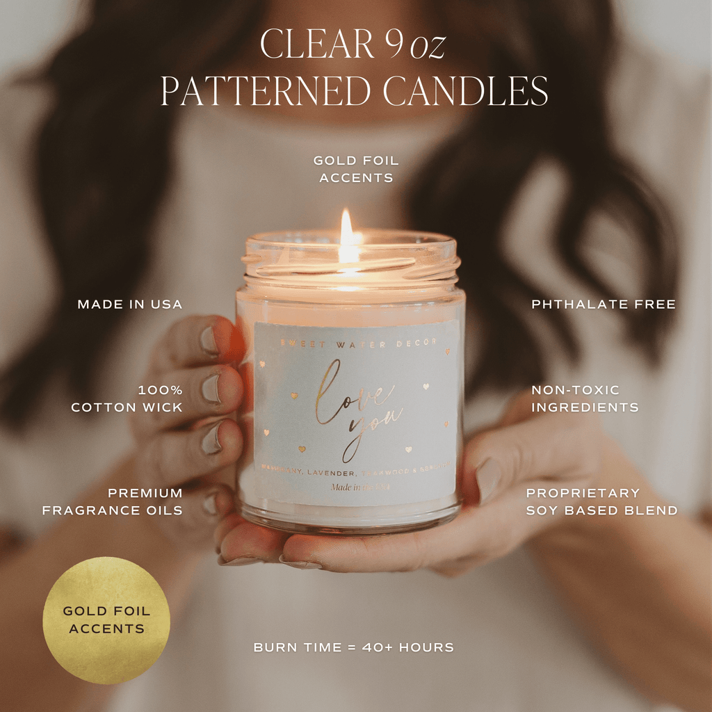 Palo Santo Patchouli Soy Candle - Clear Patterned Jar - 9 oz