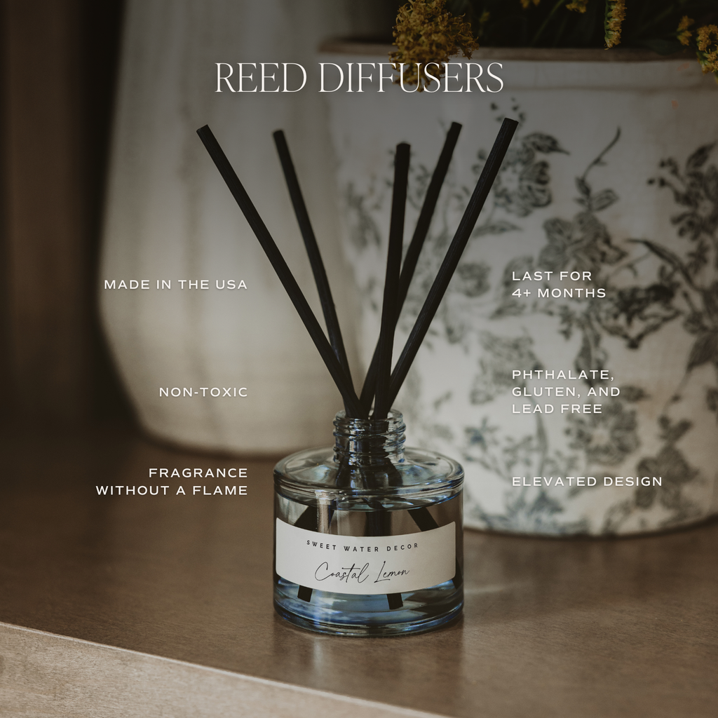 Salt and Sea Blue Tinted Glass Jar Reed Diffuser