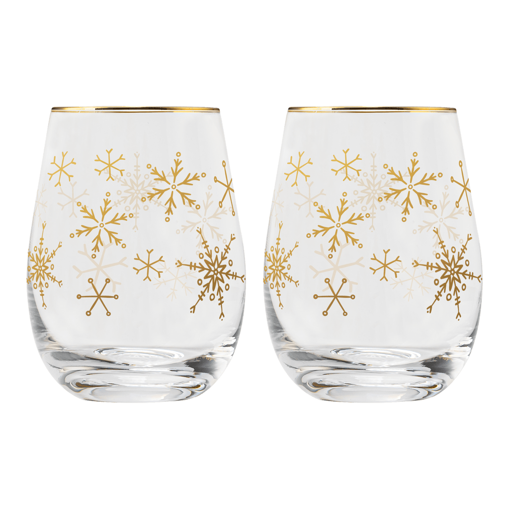 Snowflakes Stemless Wine Glass - Boxed Set of 2