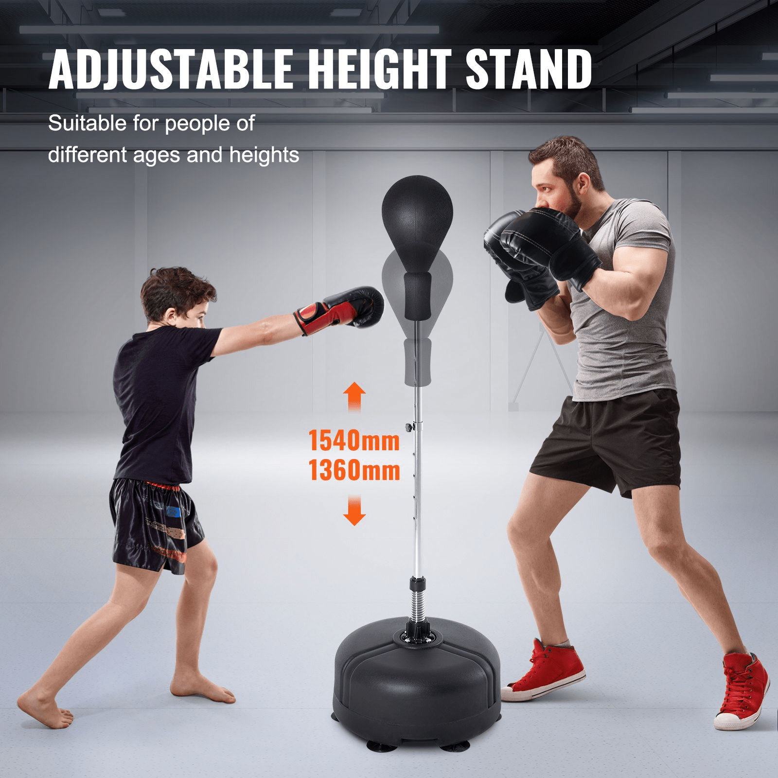 Adjustable Reflex Punching Bag with Gloves & Stand - VEVOR