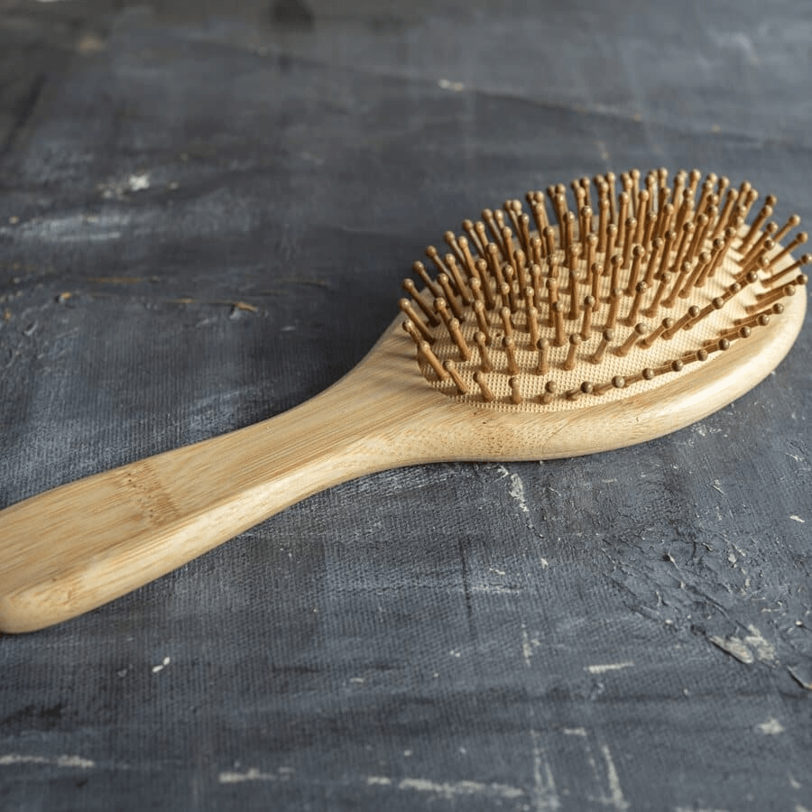 Bamboo Hair Brush with Bamboo Pins — Eco Detangling & Scalp Massage