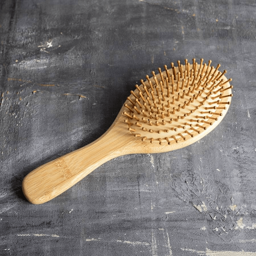 Bamboo Hair Brush with Bamboo Pins — Eco Detangling & Scalp Massage