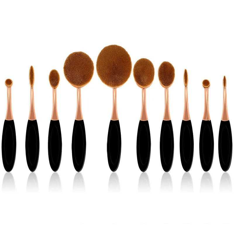 Beauty Experts Set of 10 Oval Beauty Brushes – Elevate Your Makeup Routine