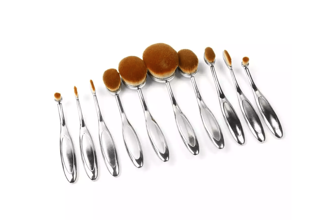 Beauty Experts Set of 10 Oval Beauty Brushes – Elevate Your Makeup Routine