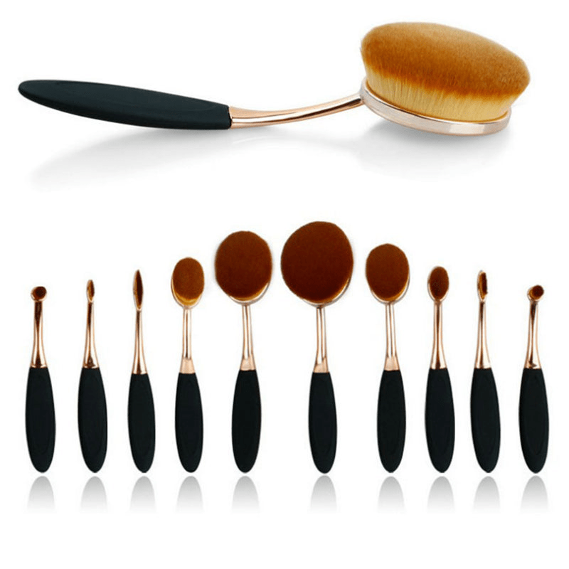 Beauty Experts Set of 10 Oval Beauty Brushes – Elevate Your Makeup Routine