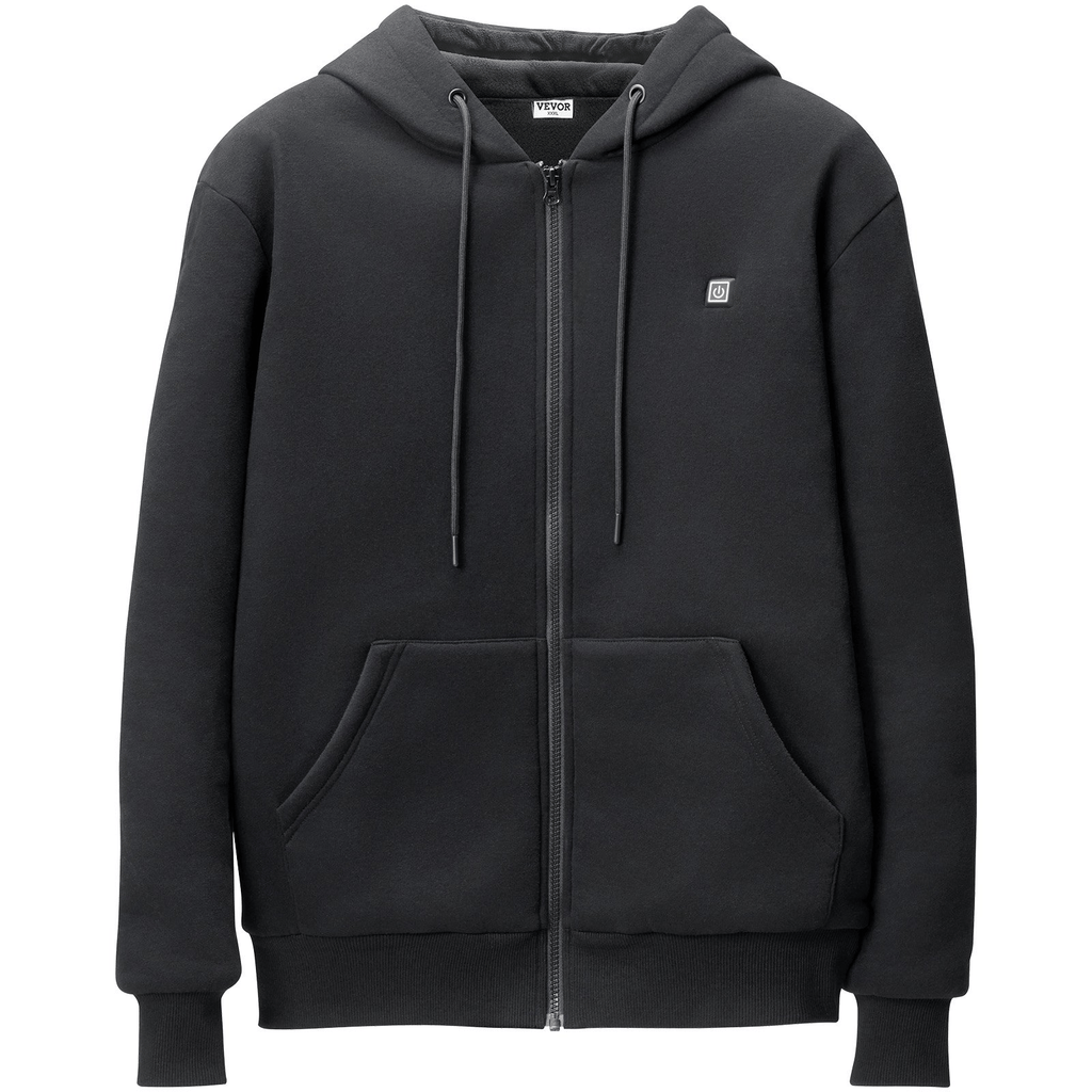 VEVOR Heated Hoodie with Battery, Unisex Zip-Up, Black (XXXL)