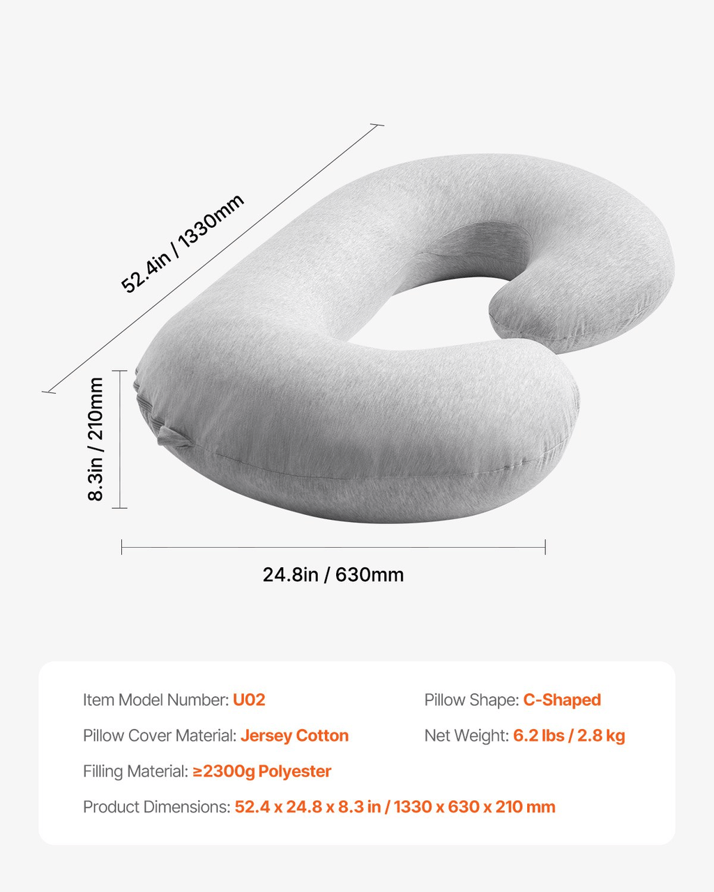 C Shaped Pregnancy Pillow — Full Body Maternity Support