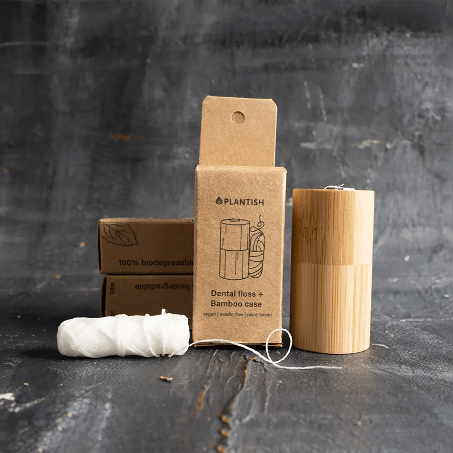 Cornstarch Dental Floss with Refillable Bamboo Case - 30m Zero-Waste Oral Care