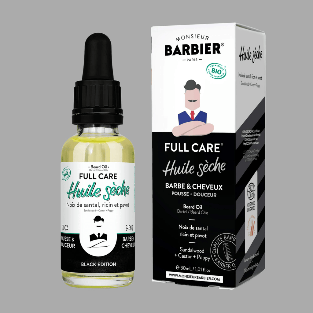 Organic Beard Oil for Men – Full Care Black Edition, Dry Non-Greasy Blend, 30mL