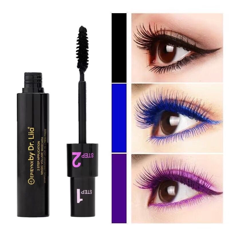 Máscara de pestañas perfecta marrón, azul, morada y negra: longitud y volumen