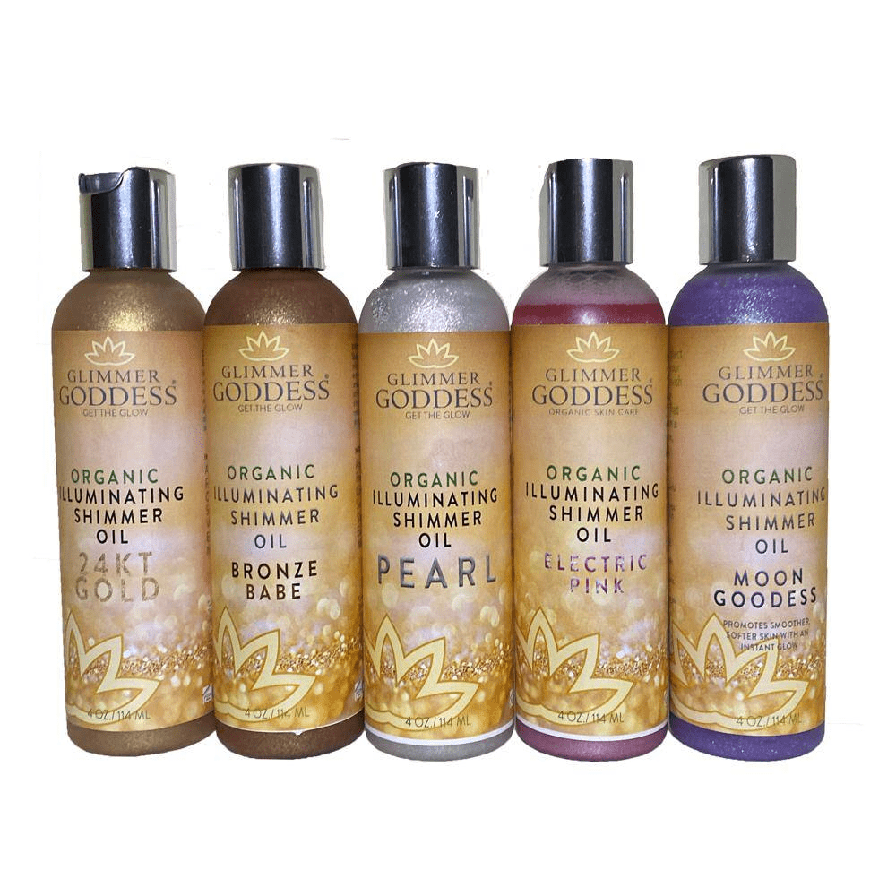 Glimmer Goddess Organic Illuminating Shimmer Body & Face Oils - Radiant Glow & Hydration
