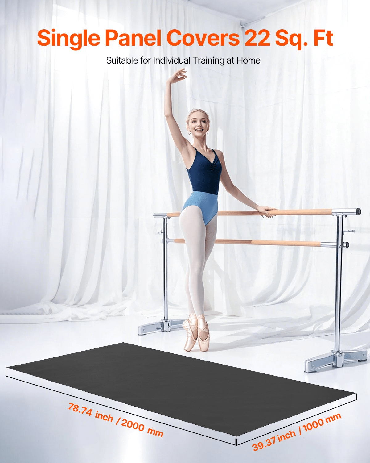 Gym Flooring Set 6.6' x 3' PVC Yoga Fitness Equipment Mat for Pilates