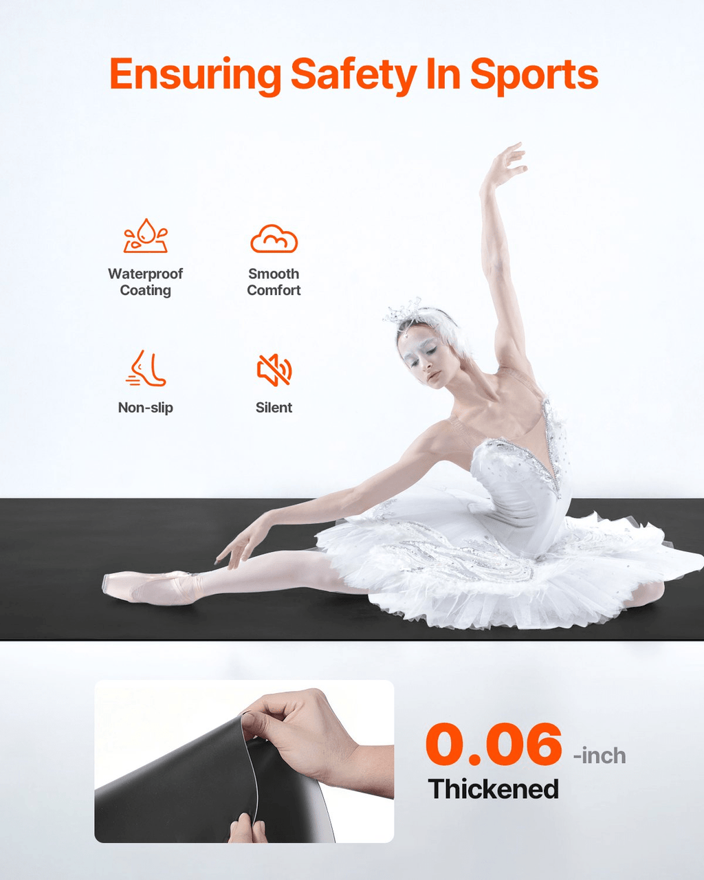 Gym Flooring Set 6.6' x 3' PVC Yoga Fitness Equipment Mat for Pilates