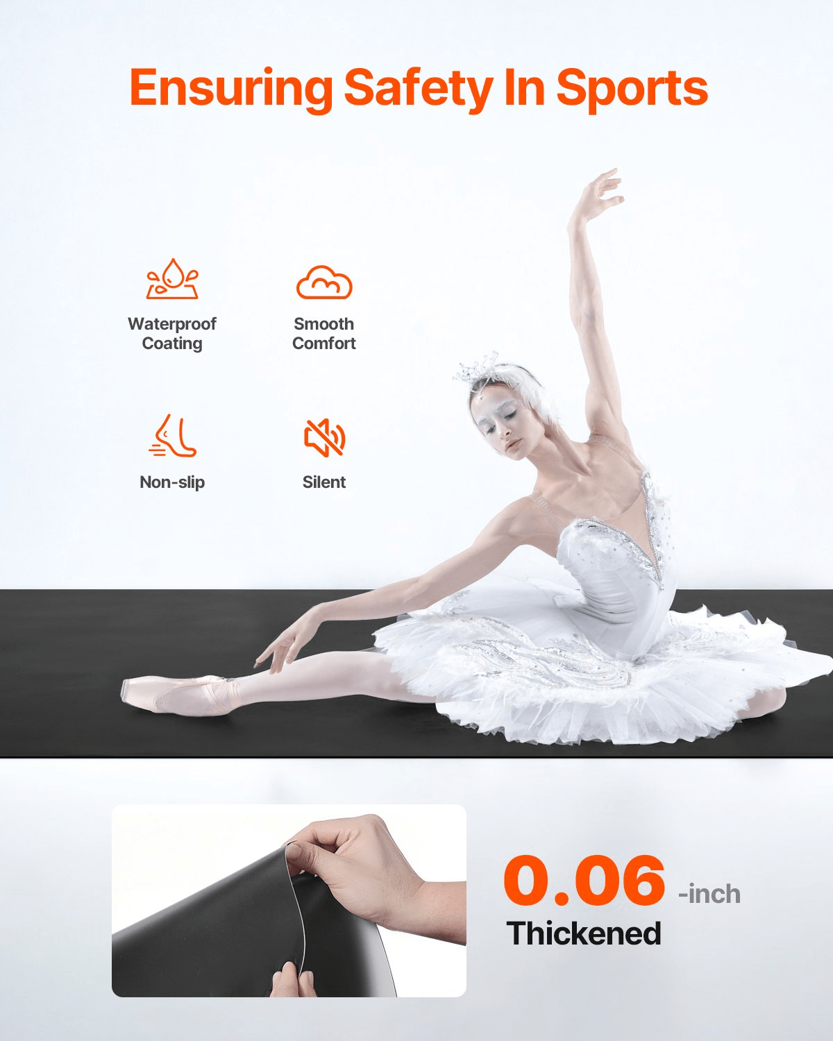 Gym Flooring Set 6.6' x 3' PVC Yoga Fitness Equipment Mat for Pilates