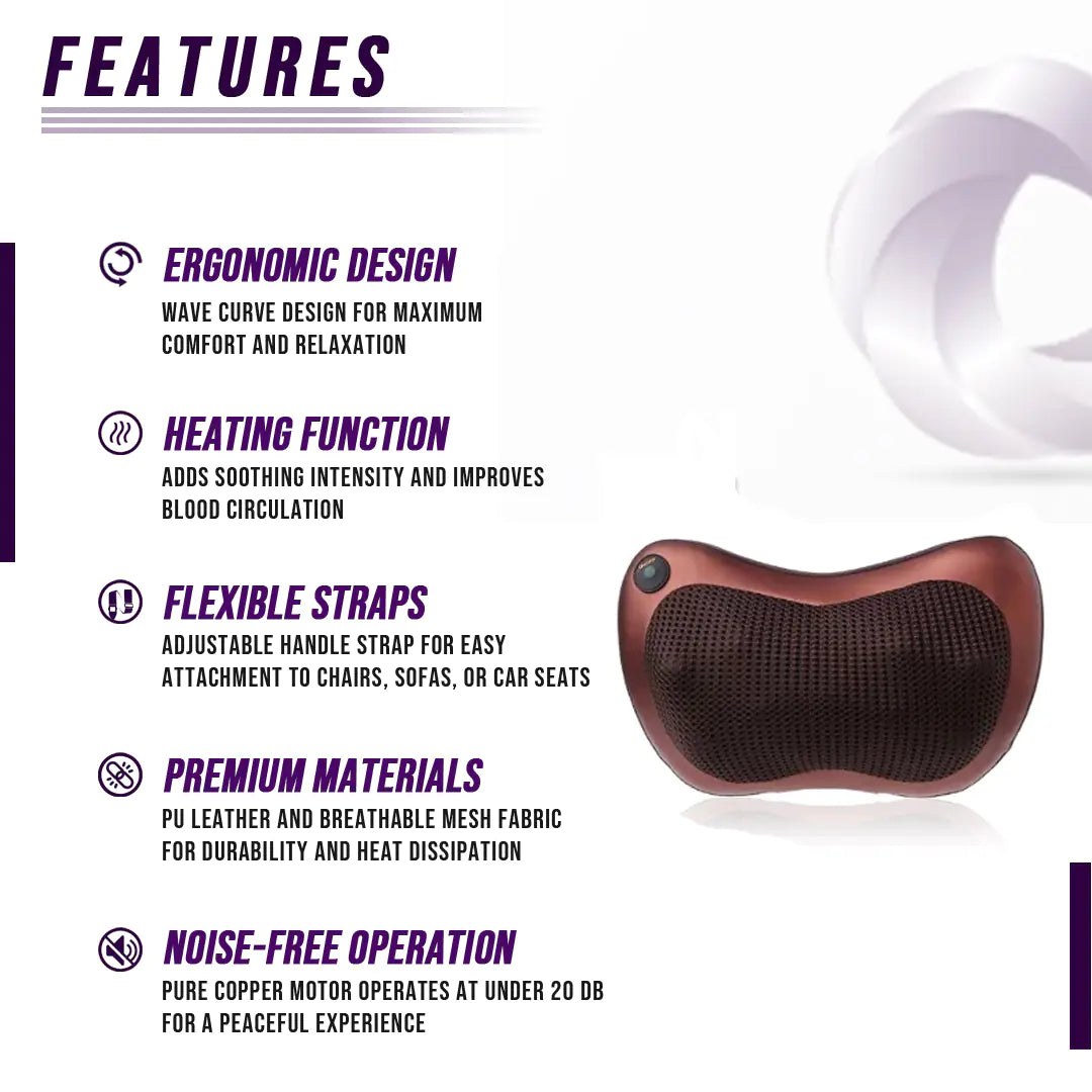 Back and Neck Massage Pillow with Heat Therapy