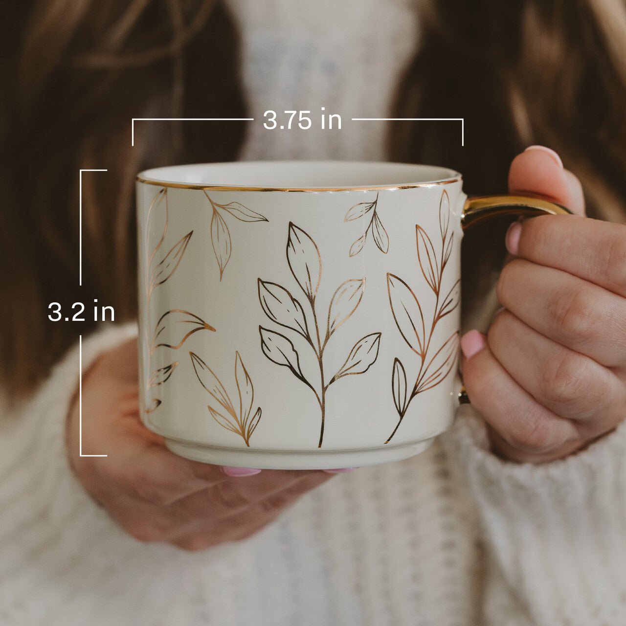 Taza de café de cerámica Delft marrón de 450 ml con asa dorada 