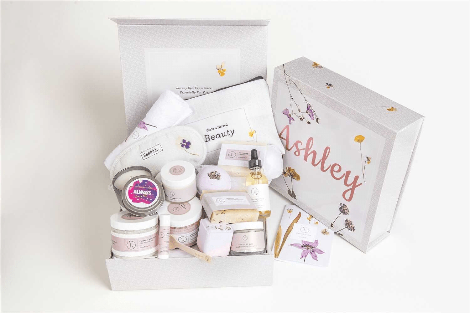 Lizlush Luxury Self-Care Gift Basket - Lavender Natural Spa Set