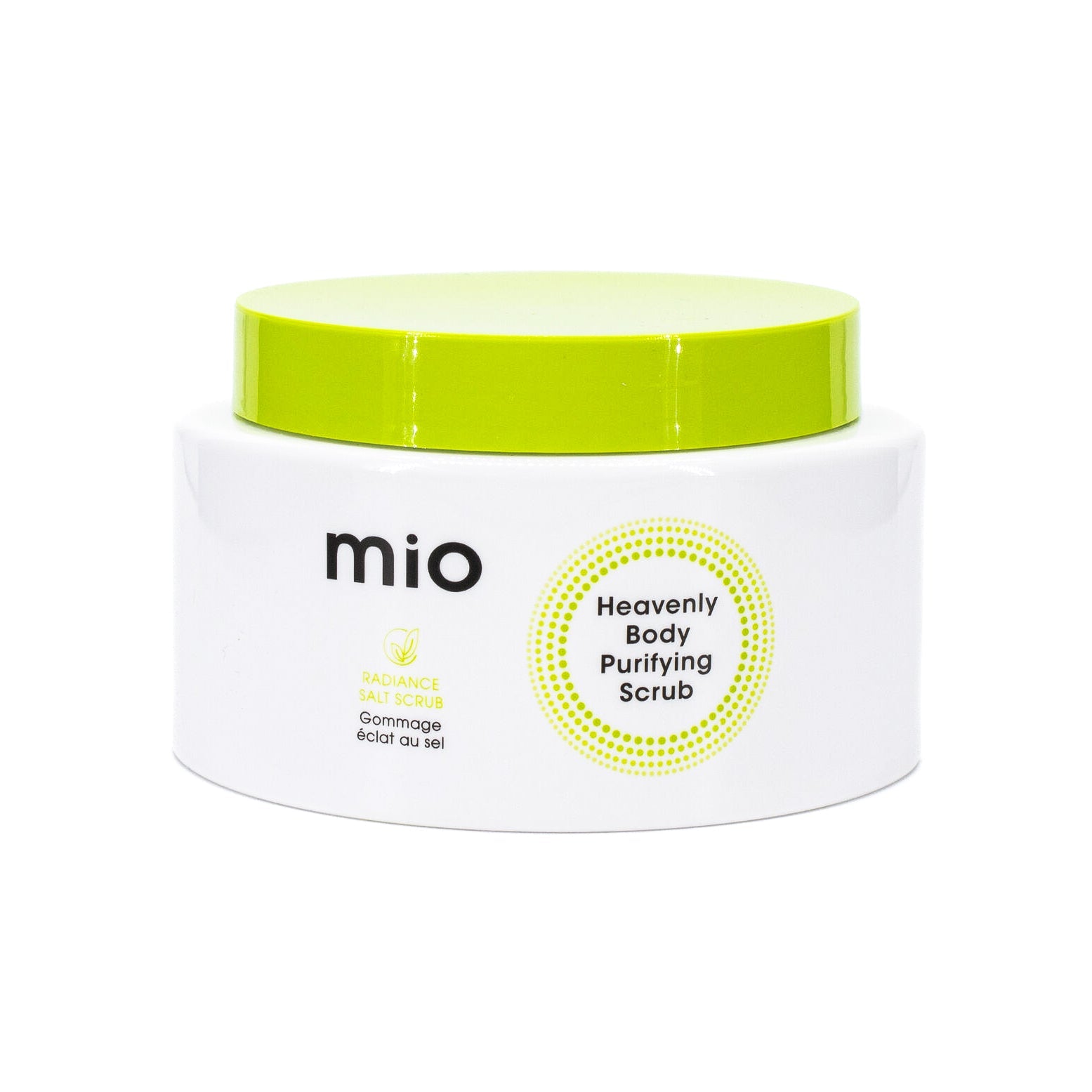 Exfoliante corporal purificante Heavenly de mio, 9.7 oz (caja faltante)