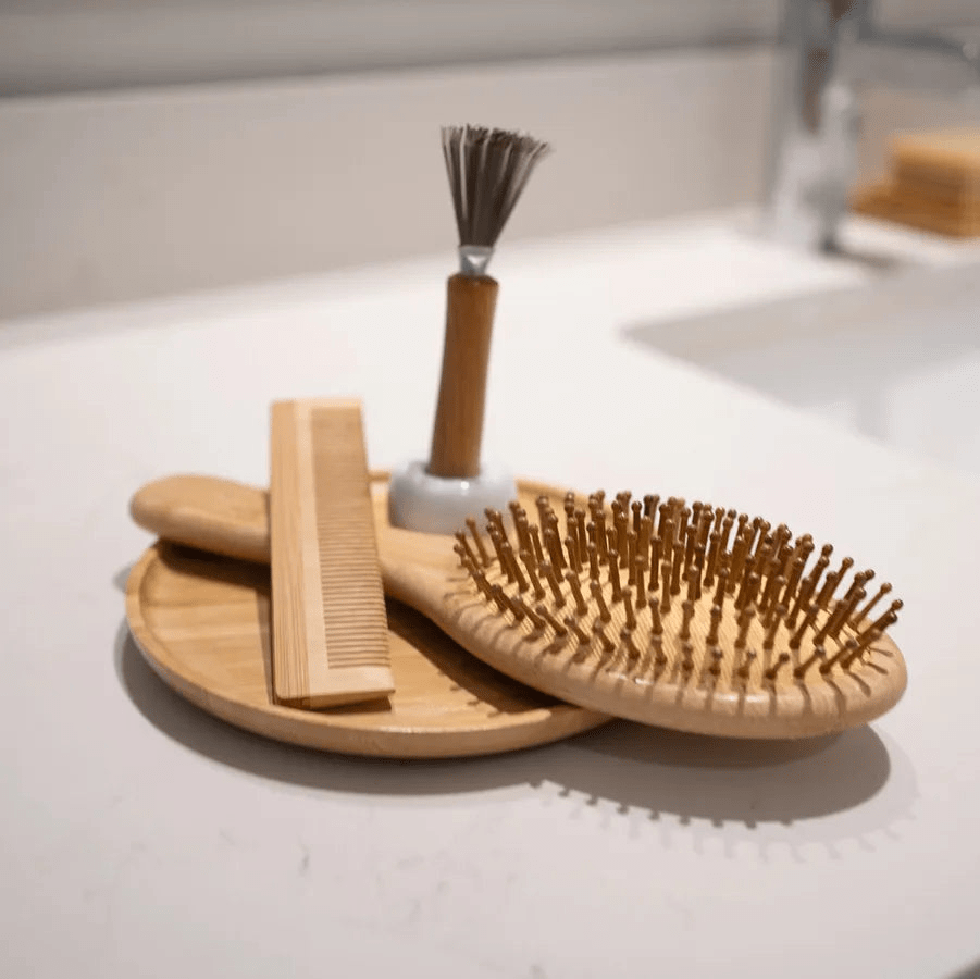 Natural Bamboo Hair Brush Set - Eco-Friendly Detangling & Scalp Massage Kit