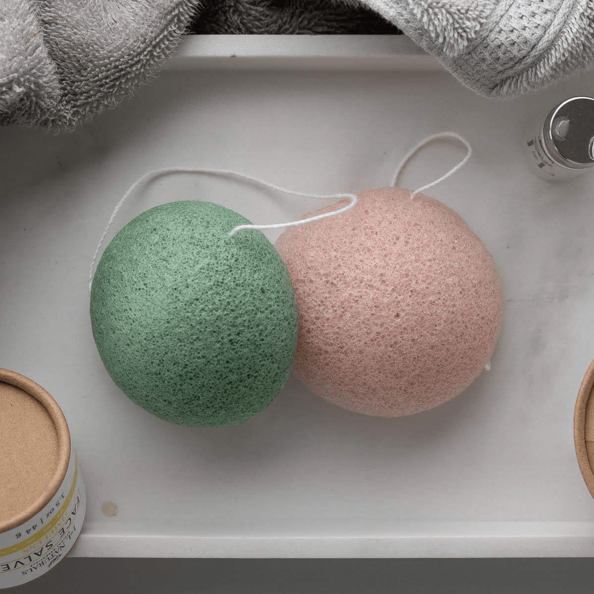 Natural Exfoliating Konjac Sponge Duo - Gentle & Biodegradable