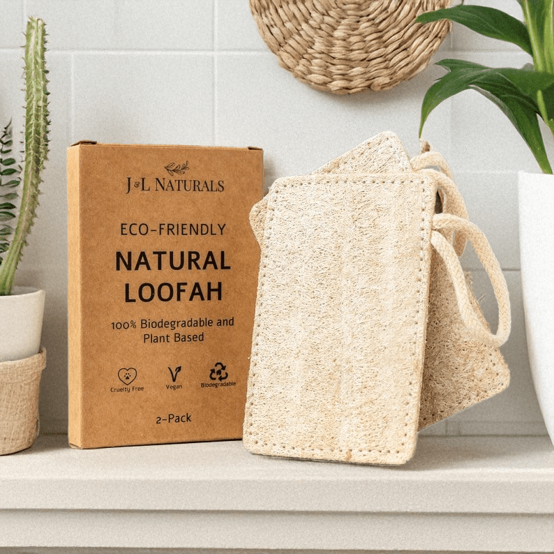 Natural Loofah Pads 2-Pack | Plant-Based Exfoliating Duo