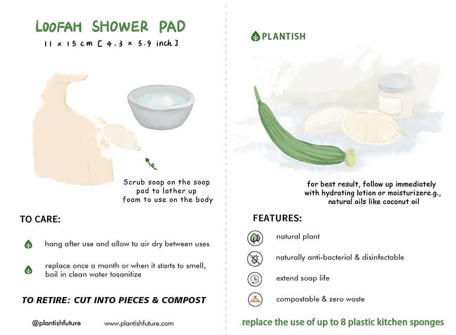 Natural Loofah Shower Pad | Eco Exfoliating Body Scrubber