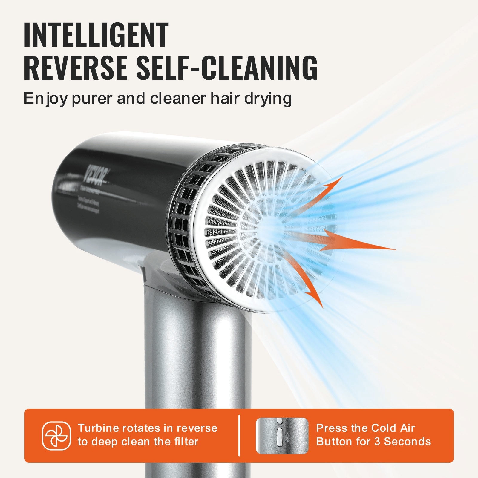 Negative Ion Hair Dryer, 98,000 RPM High‑Speed Brushless, Lightweight with Nozzles & Diffuser