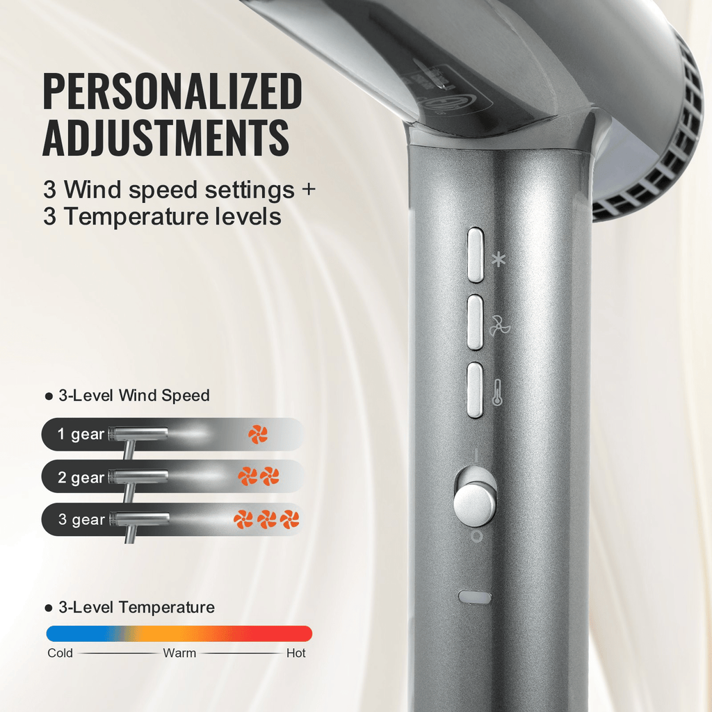 Negative Ion Hair Dryer, 98,000 RPM High‑Speed Brushless, Lightweight with Nozzles & Diffuser