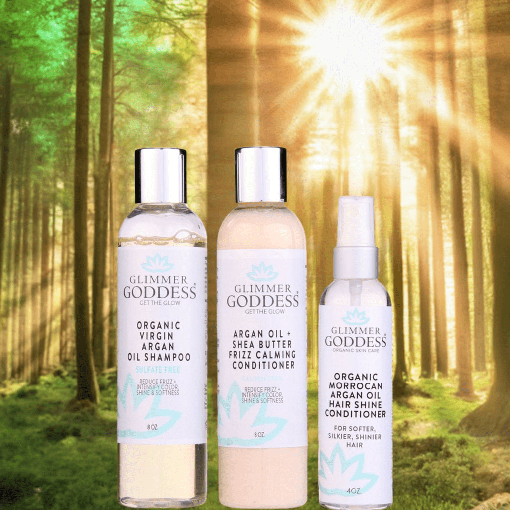 Organic Argan Oil Hair Treatment Trio - Hydrating Shampoo, Conditioner & Shine Spray