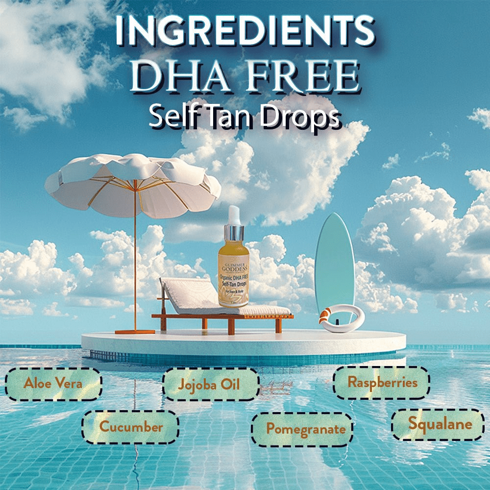 Organic DHA Free Tanning Drops – Natural Glow for Face & Body, 1 oz