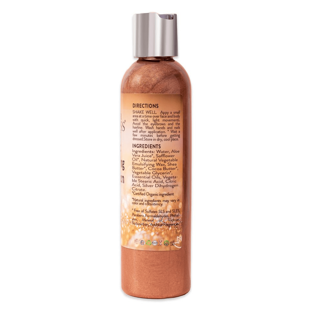 Organic Shimmer Body Lotion — Bronze Glow, Hydration, Clean