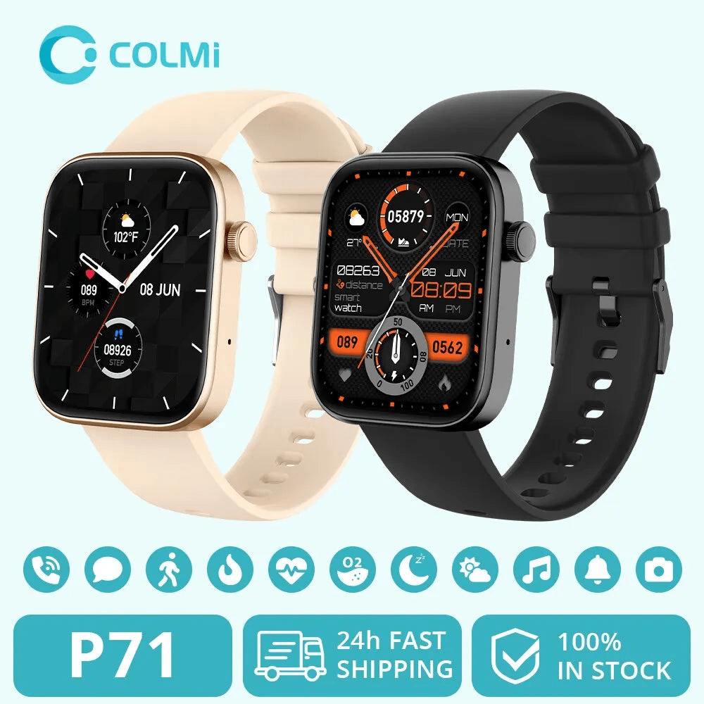 ColMi P71 IP68 Smartwatch with Long Battery Life, 1.9" Display, Health & Fitness Tracking