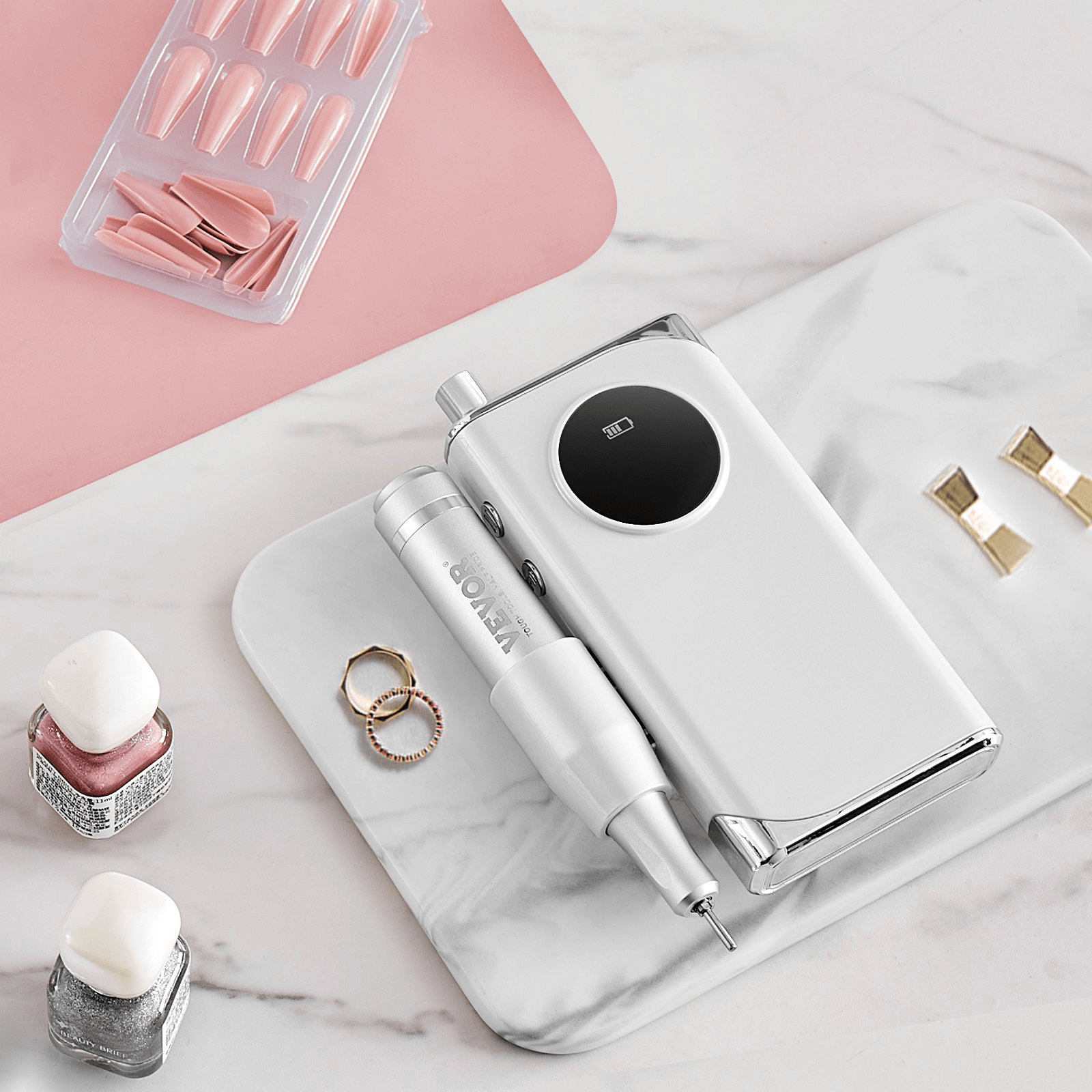 Portable Nail Drill 40000 RPM Cordless by VEVOR | LCD Control + 6 Bits