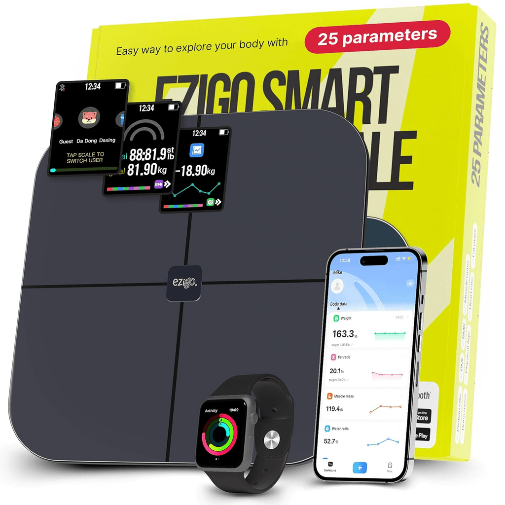 EziGo Smart Scale with Body Fat and BMI, 25 Metrics, Bluetooth