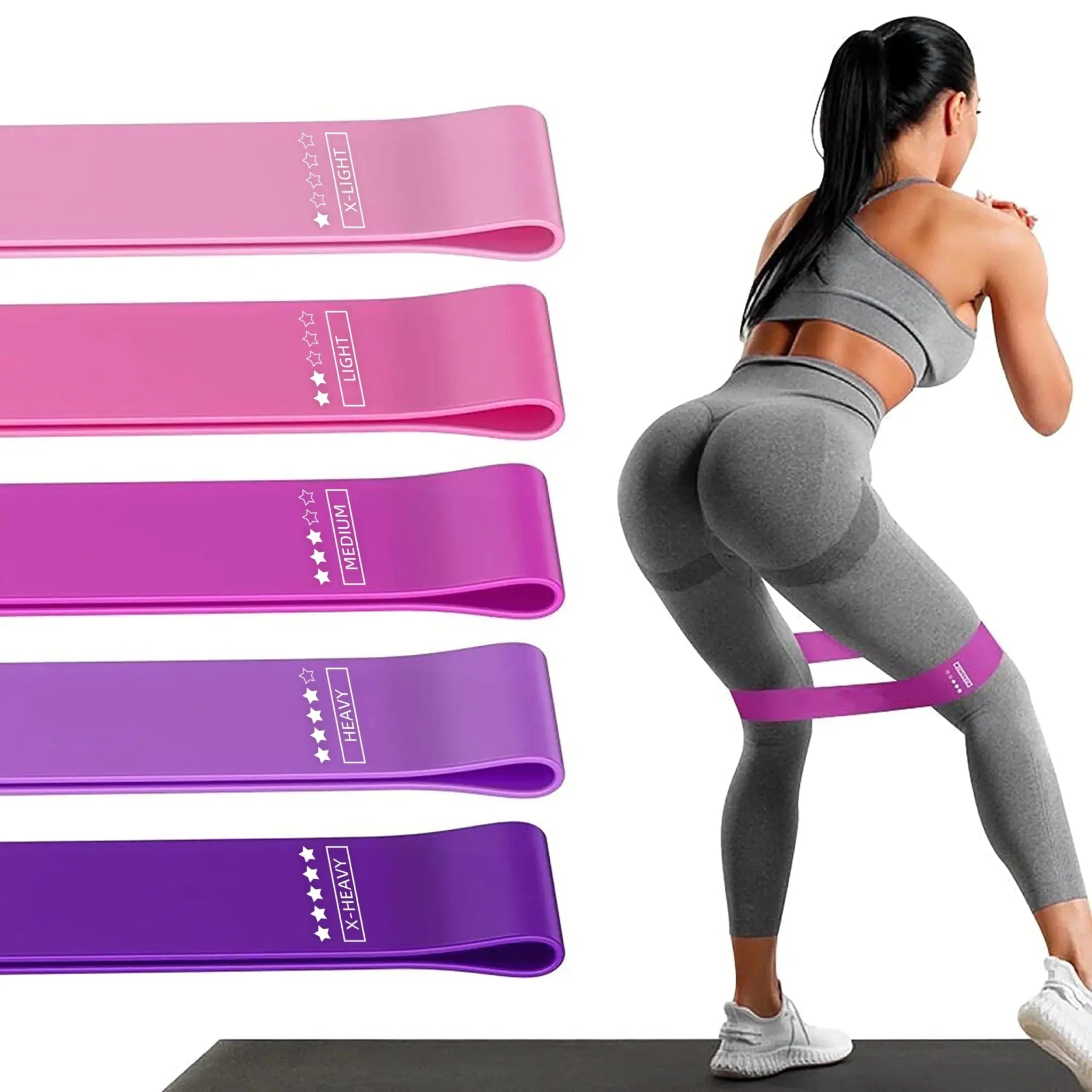 Resistance Loop Exercise Bands (5-Pack) - Home Fitness & Physical Therapy Set