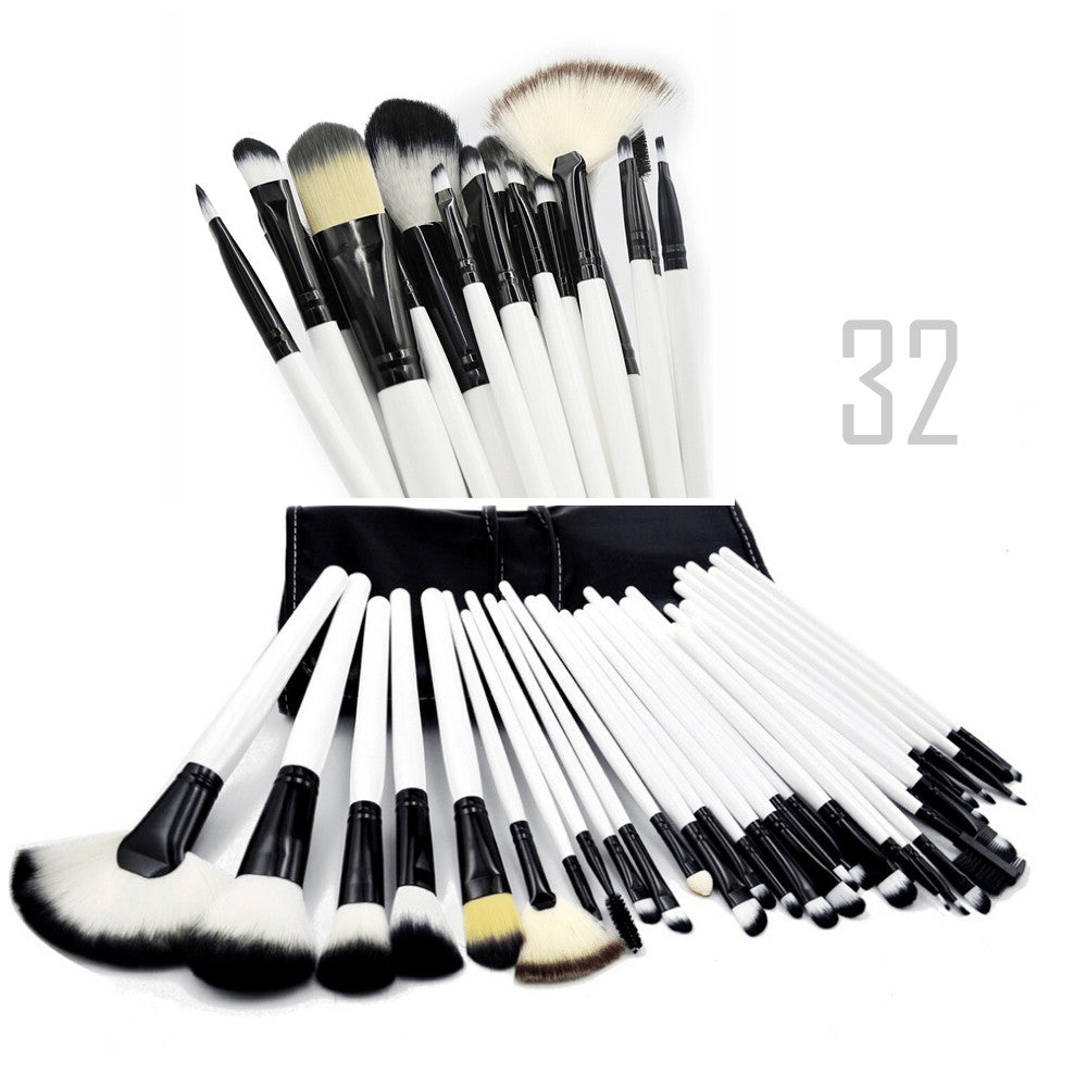Sustainable 32-Piece Makeup Brush Set with Vegan Storage Pouch