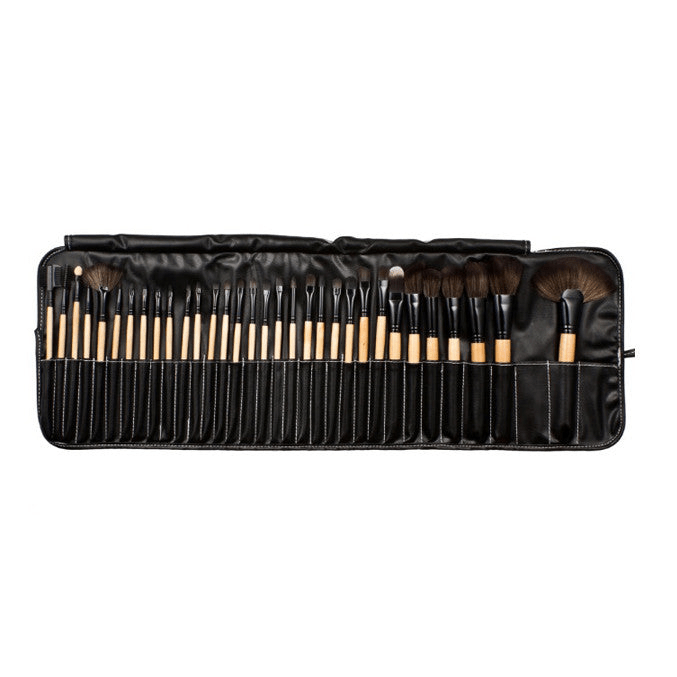 Sustainable 32-Piece Makeup Brush Set with Vegan Storage Pouch