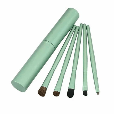 Travel Makeup Brush Set with Compact Travel Case - 5-Piece Cosmetic Kit