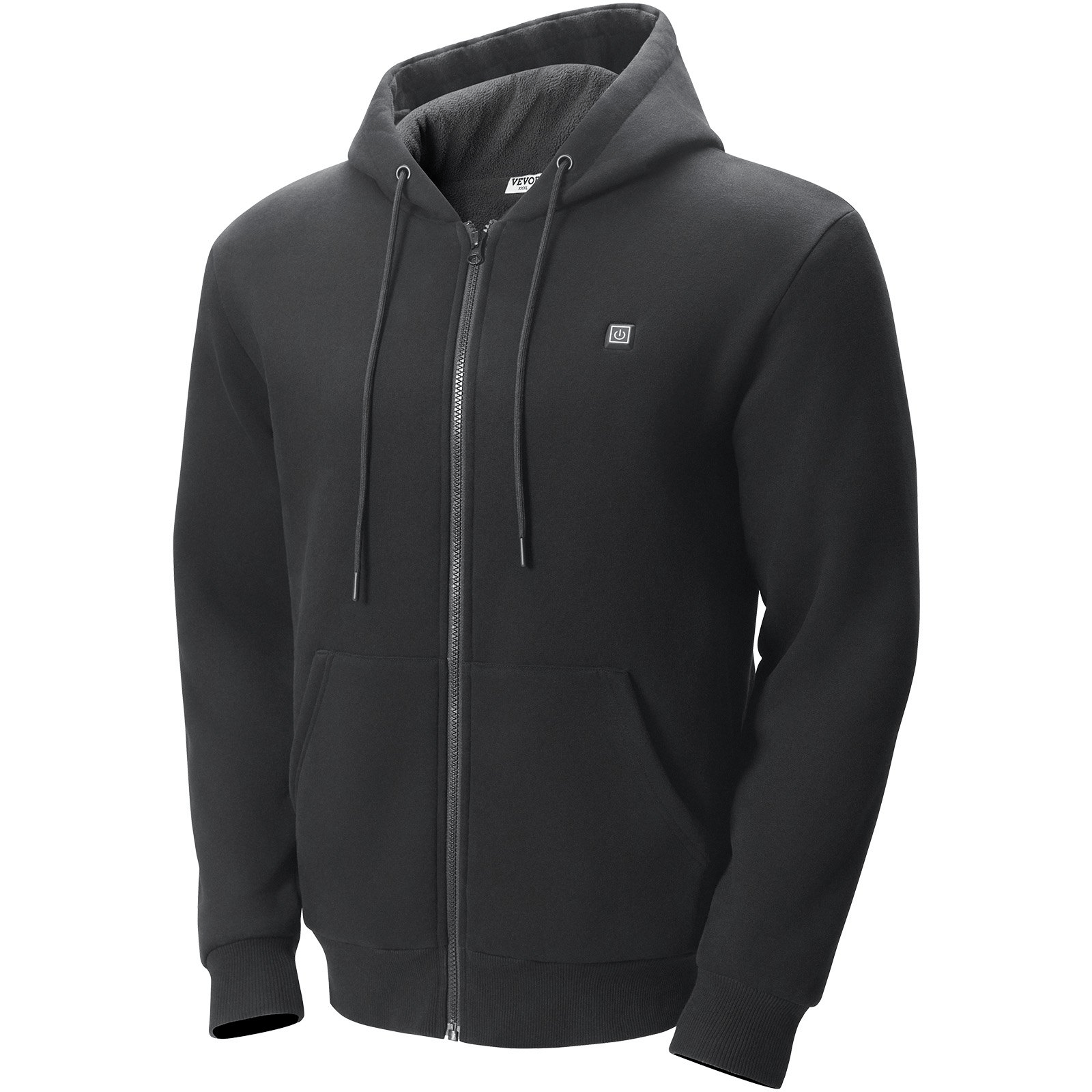 Unisex VEVOR Zip-Up Heated Hoodie - 3 Heat Levels & 10-Hour Warmth (Black, Size L)
